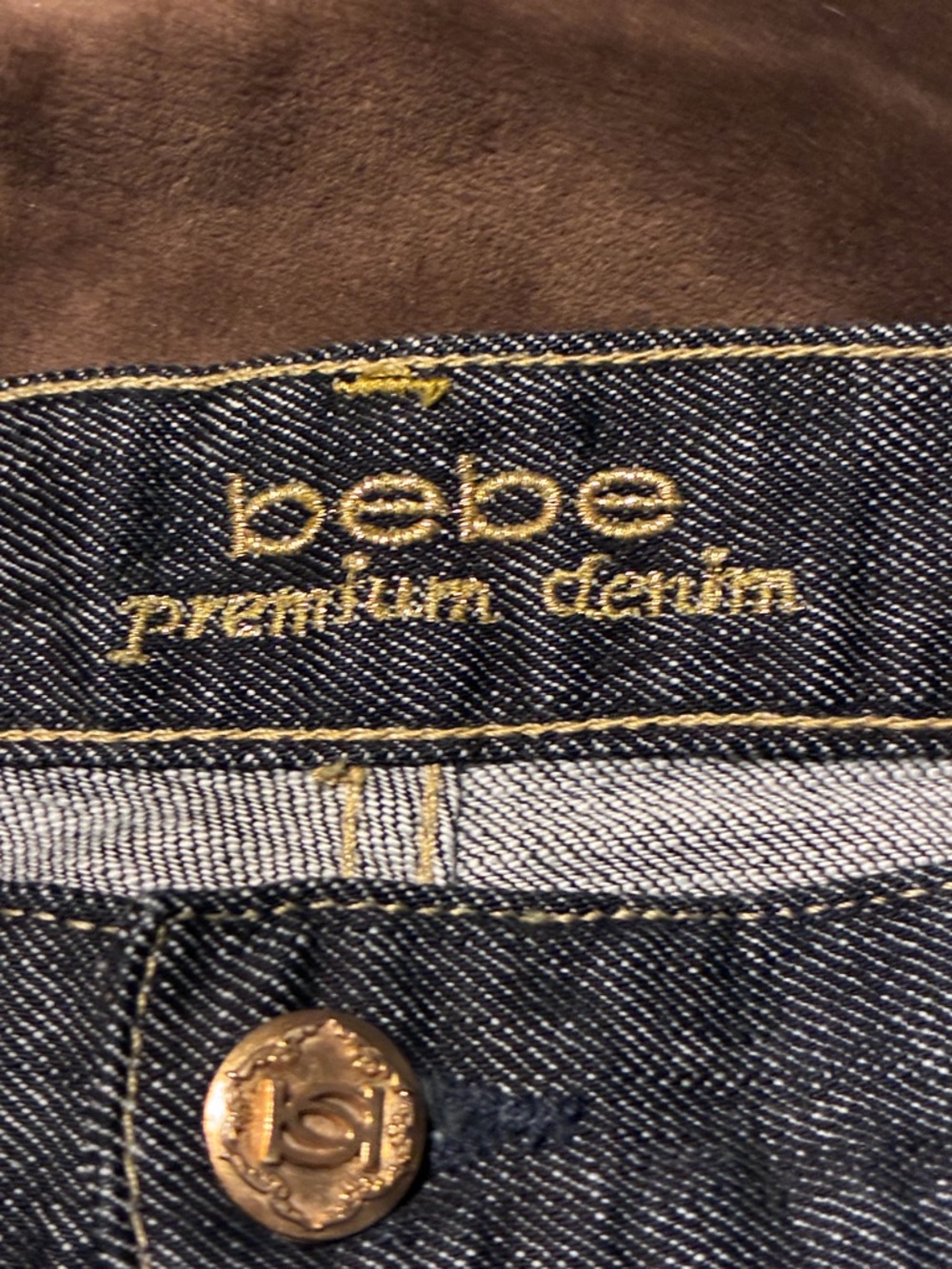 Bebe brand, size 31, dark blue jeans, sparkly bebe and stars on backside - Picture 12 of 13